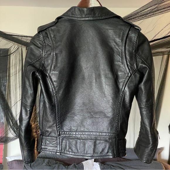 XS Black Genuine Leather Vintage Biker Jacket - Picture 2 of 13